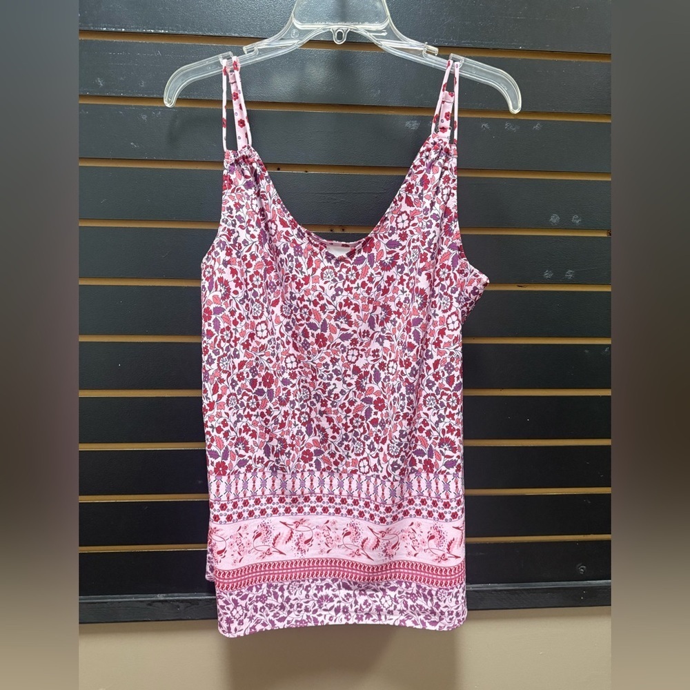 CAbi Pink Floral Cami Tank Top Size M